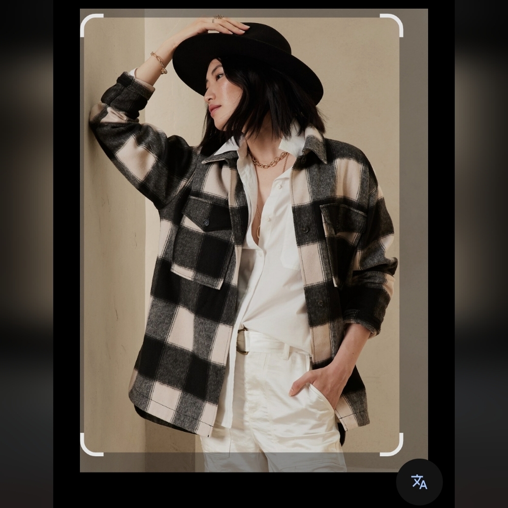 Banana Republic Plaid Black and White Women's Jacket
